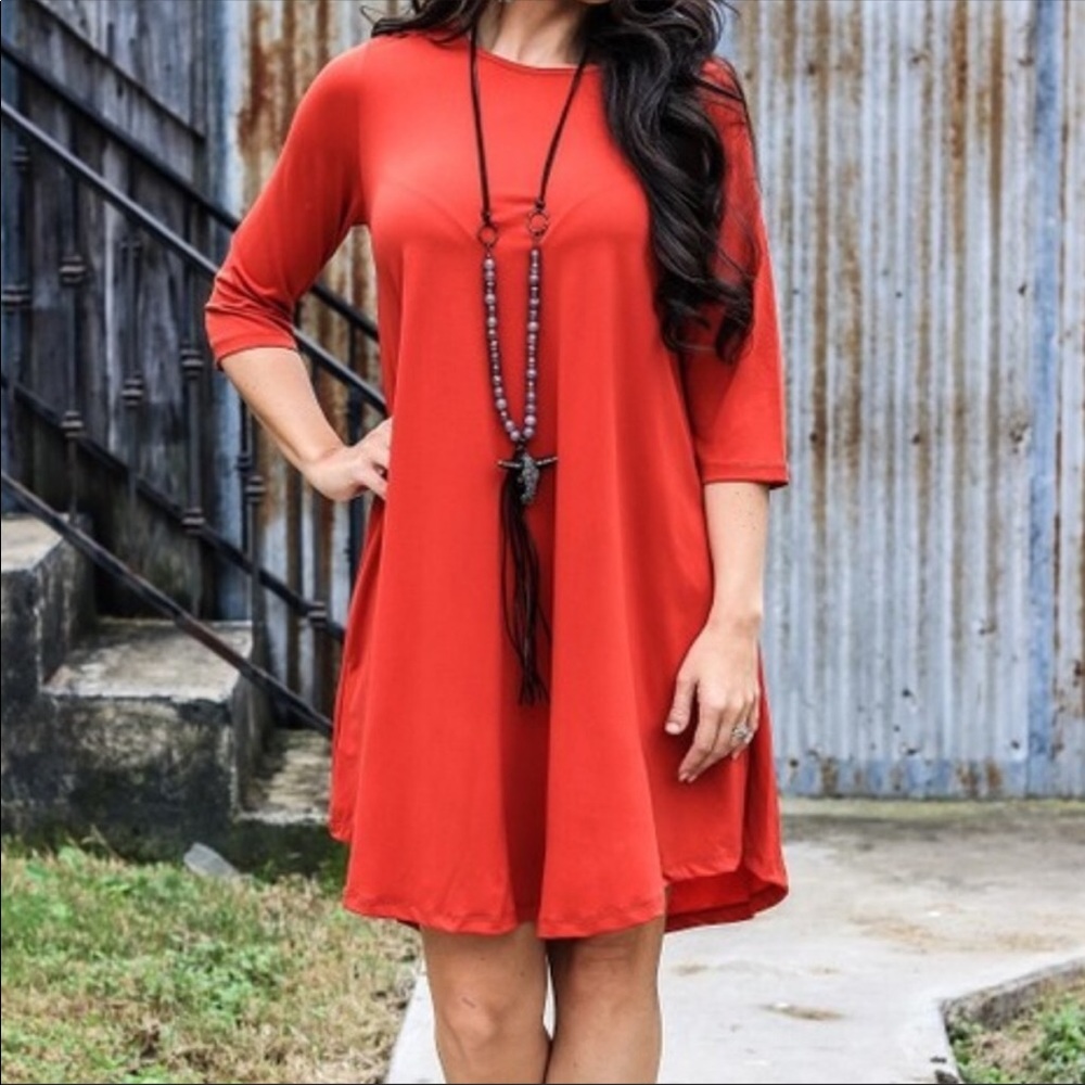 Burnt Orange Shift Dress